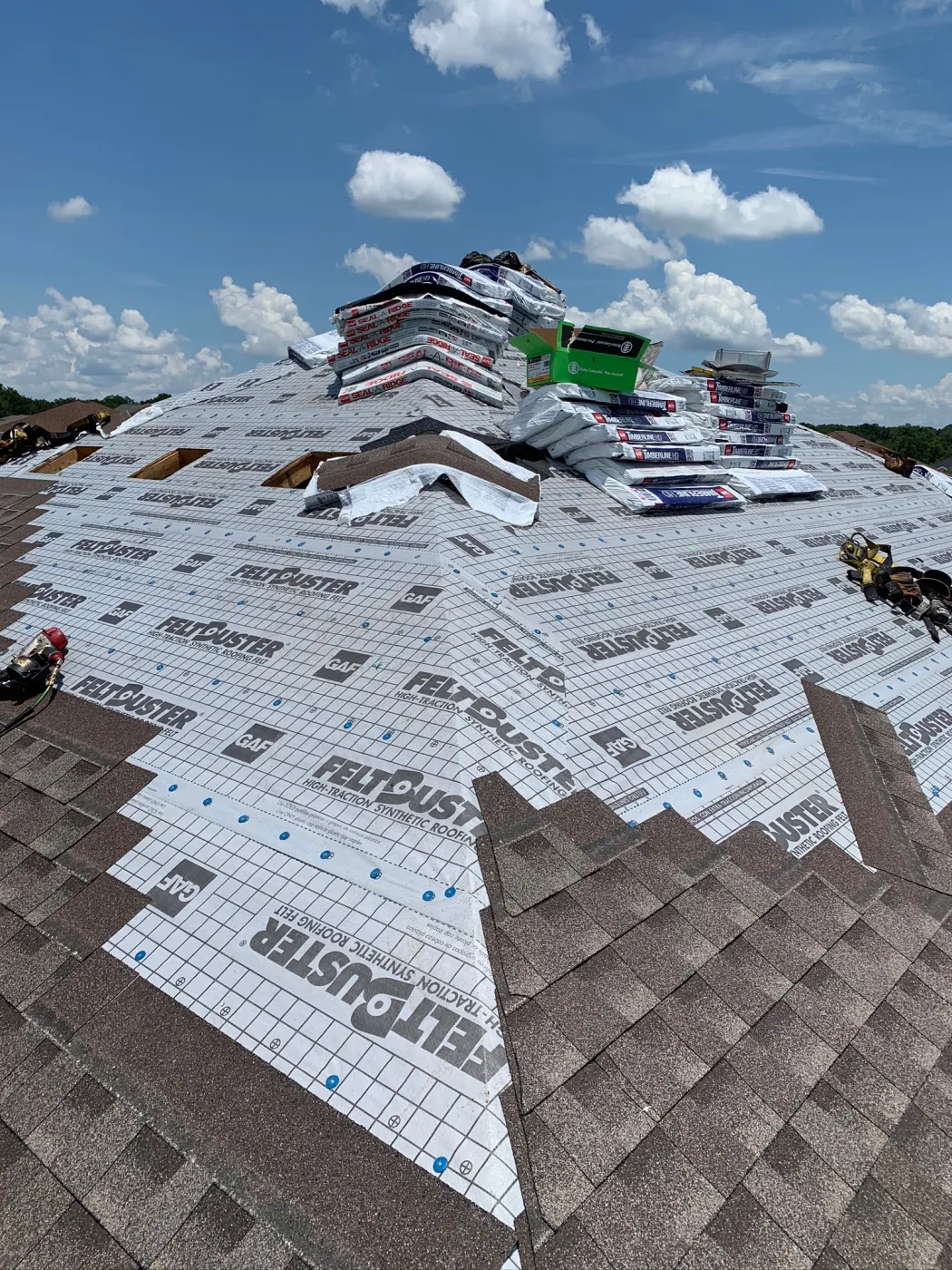 GAF HDZ Shingle & FeltBuster Installation | Sentinel Roofing Alachua, FL GAF HDZ shingle installation with FeltBuster underlayment and roof load preparation by Sentinel Roofing in Alachua, FL