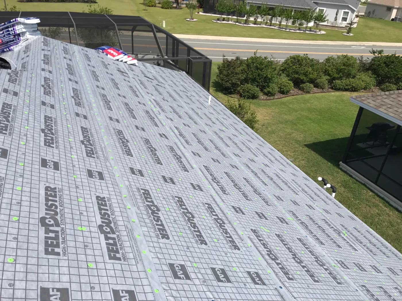GAF FeltBuster Reroof & Birdcage Protection | Sentinel Roofing Alachua, FL Roof replacement with GAF FeltBuster underlayment and birdcage protection by Sentinel Roofing in Alachua, FL