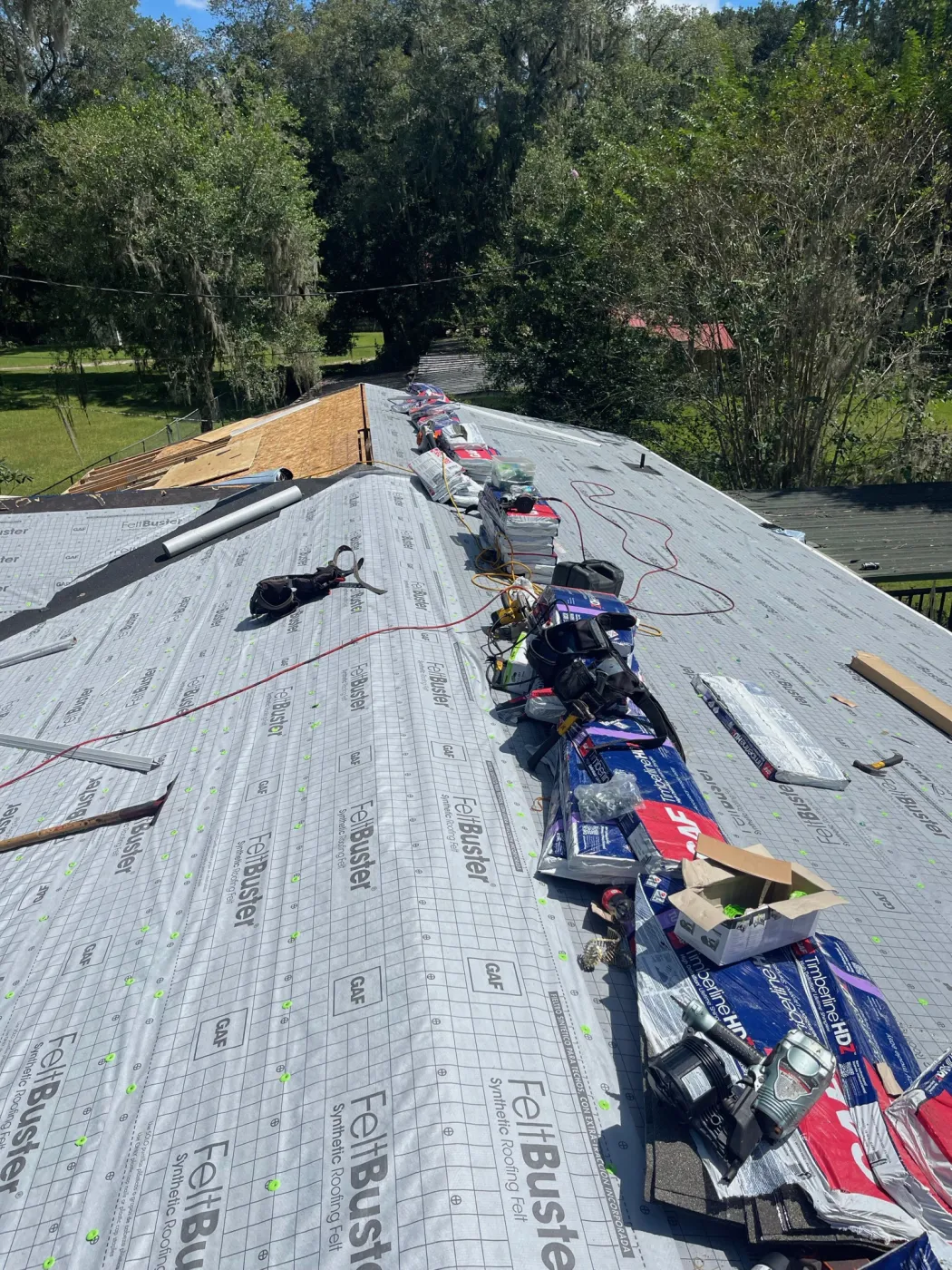 GAF HDZ Shingle Roof Replacement | Sentinel Roofing Alachua, FL GAF HDZ shingle roof replacement with FeltBuster, new drip edge, and wood replacement by Sentinel Roofing in Alachua, FL