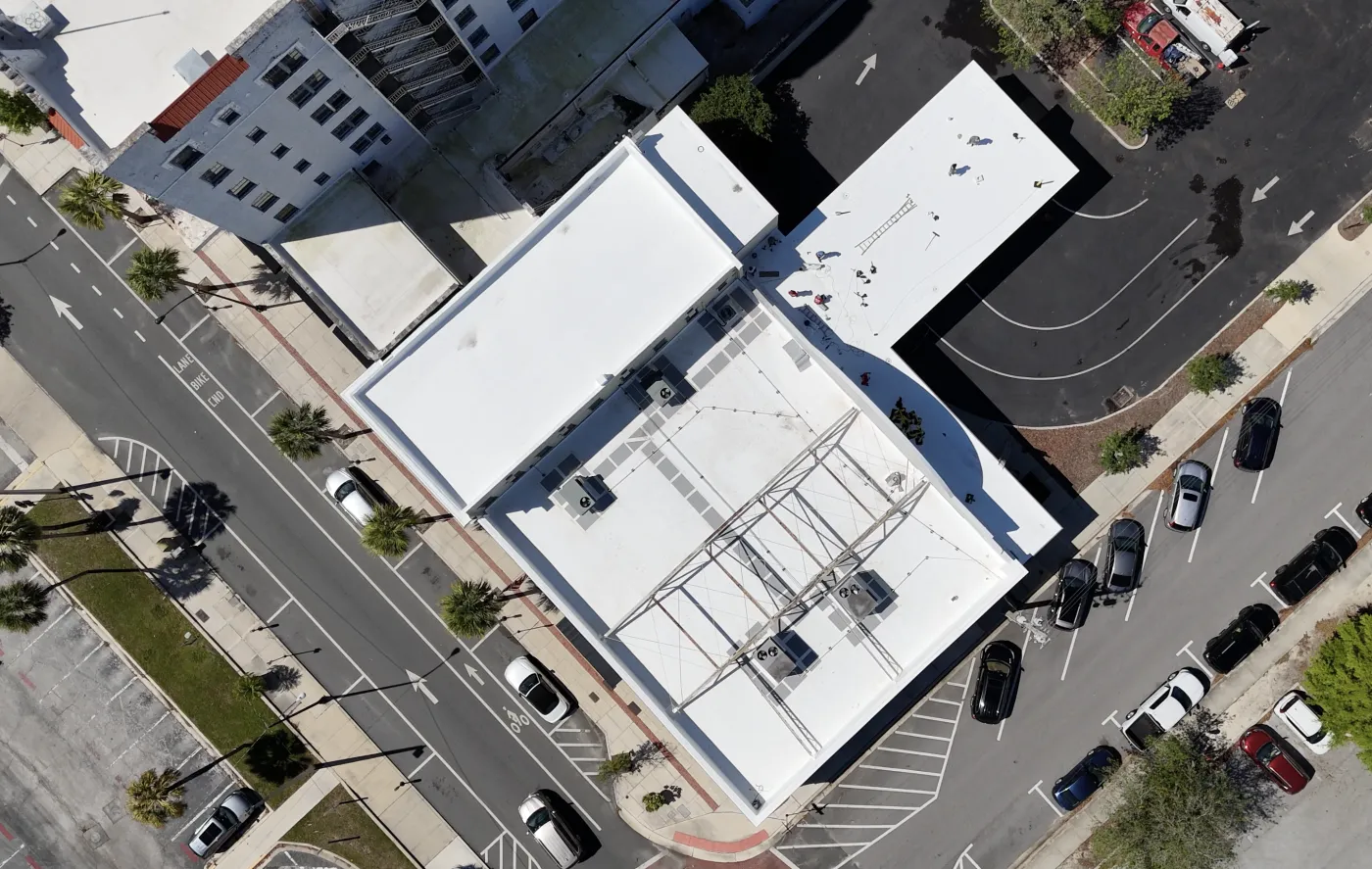 GAF TPO Commercial Reroof | Sentinel Roofing Ocala, FL Completed GAF TPO commercial reroof with insulation and walk pads by Sentinel Roofing in Ocala, FL