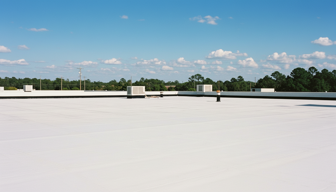 A large TPO commercial roof.